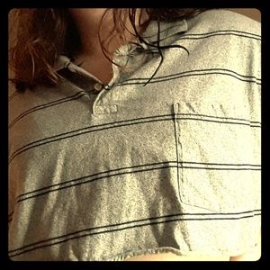 Gray croptop with black stripes